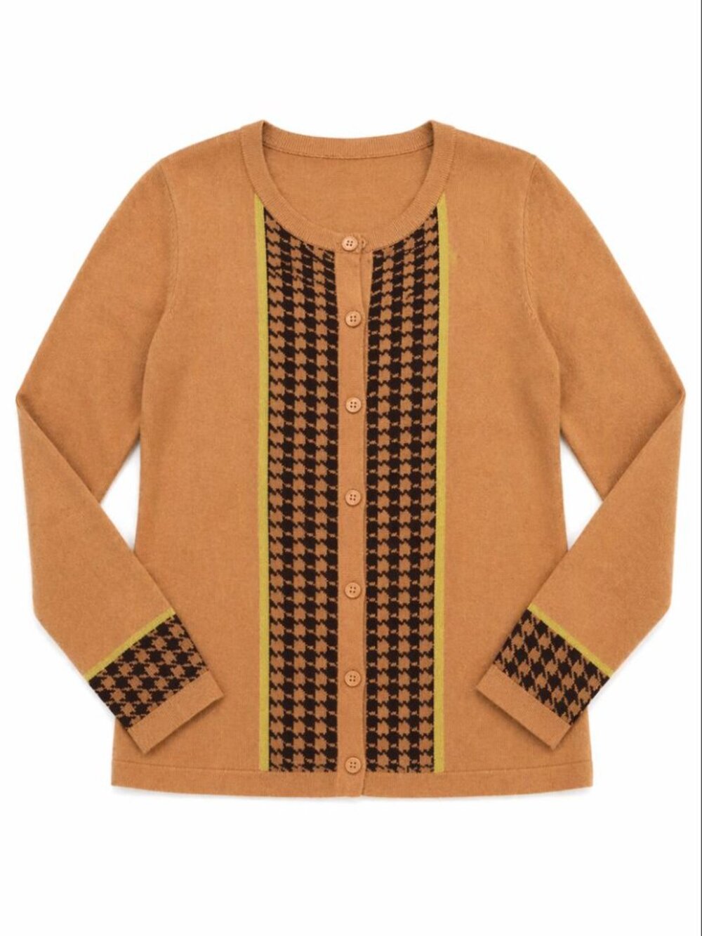 BECHAMEL Vintage Houndstooth Sweater Cardigan - Large